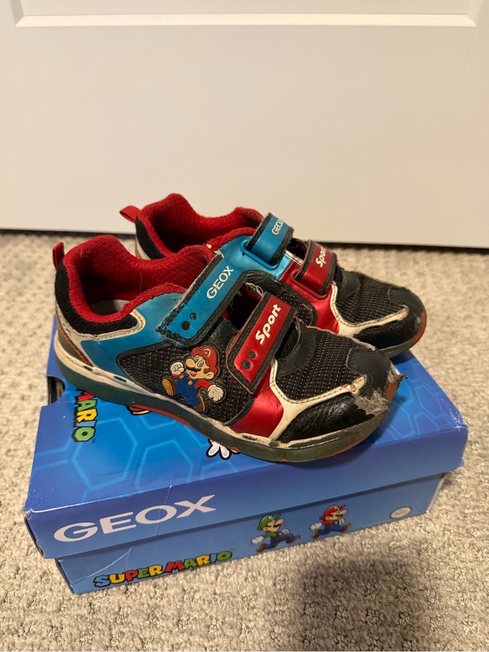 Geox Kids Red and Blue Super Mario Sport Sneakers